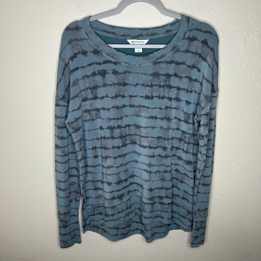 Athleta Coaster Luxe Tie Dye Sweatshirt M Soft Jersey Stretch Pullover Soft Cozy